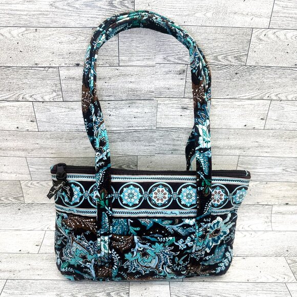 Vera Bradley Java Blue Floral Purse Handbag Tote‎ - Medium - Picture 1 of 12